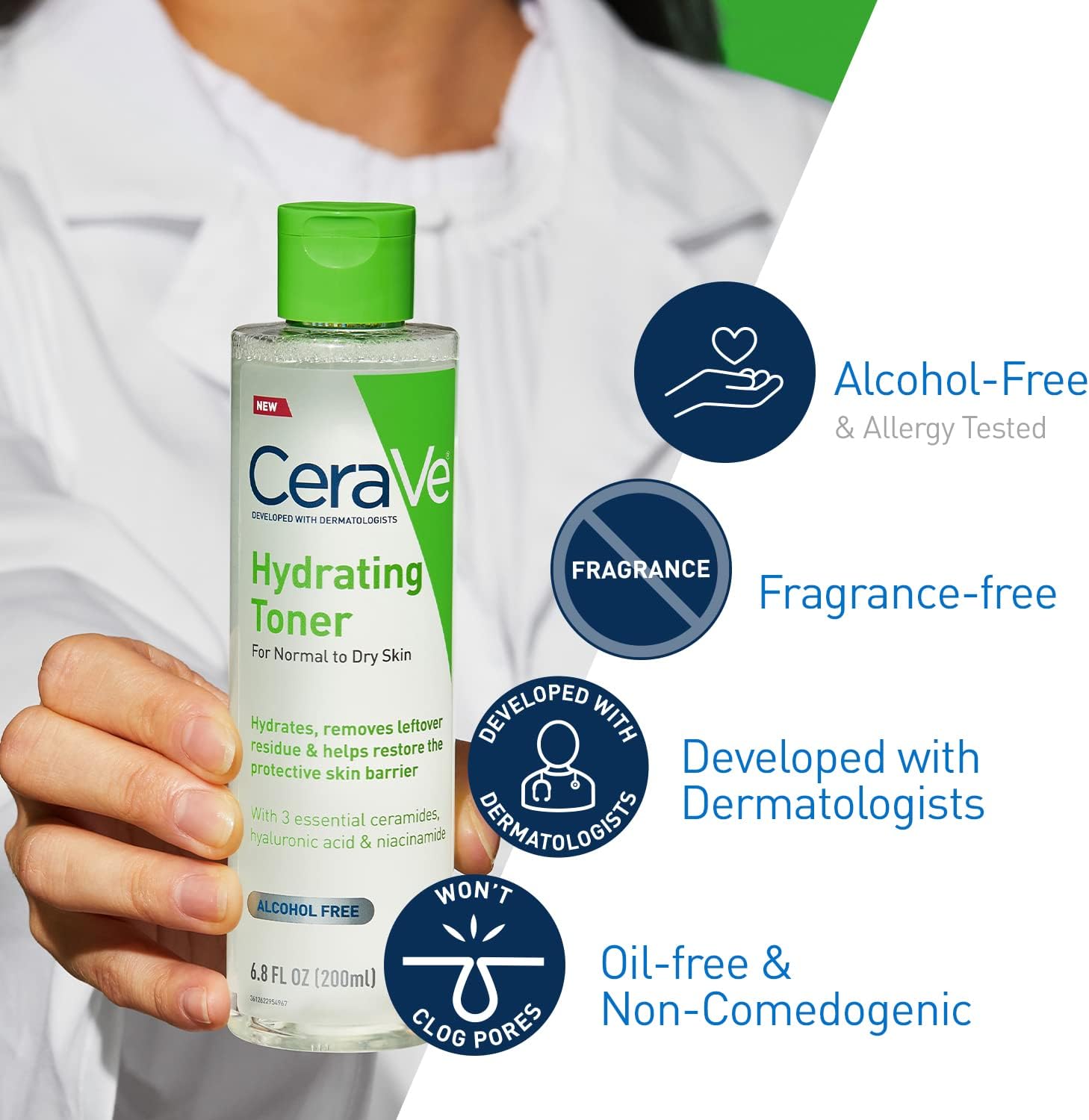 CeraVe Moisturizing Face Toner Alcohol Free with Hyaluronic Acid     تونر مرطب للوجه من سيرافي خالي من الكحول مع حمض الهيالورونيك