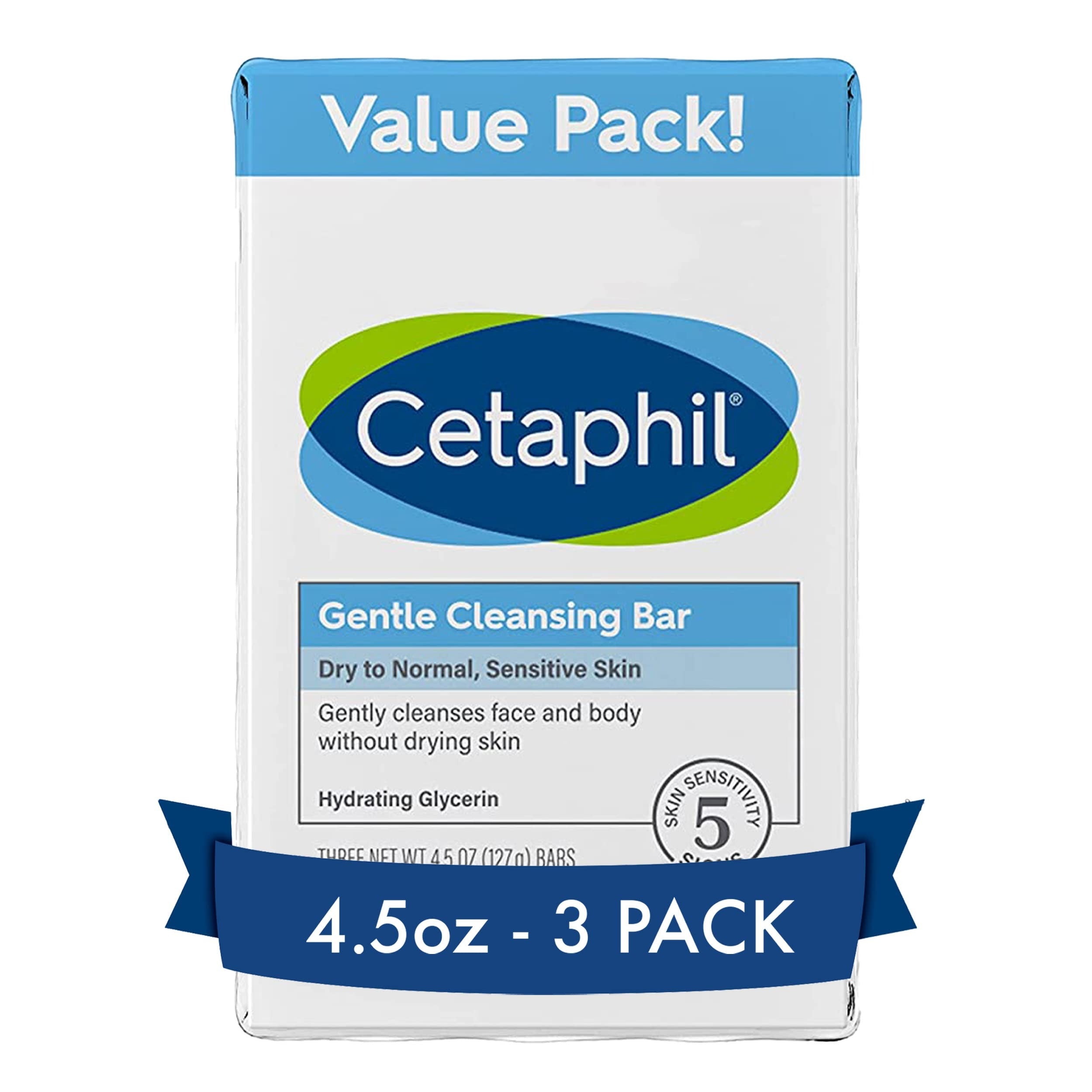 Cetaphil Gentle Cleansing Bar (Pack of 3)       صابونة سيتافيل للتنظيف اللطيف (عبوة من 3 قطع)