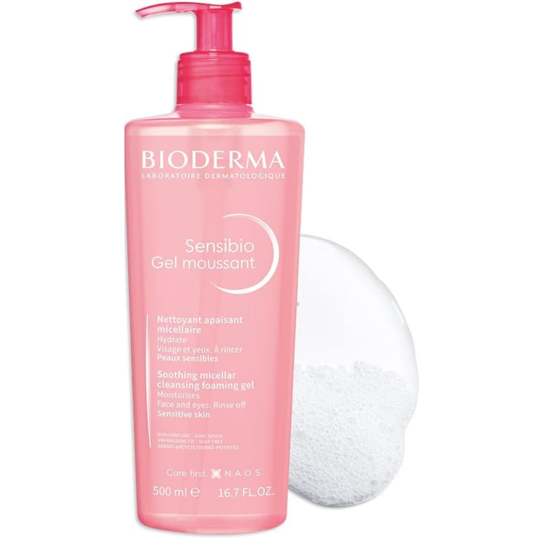 Bioderma Sensibio Gentle Soothing Micellar Cleansing Foaming Gel For Sensitive Skin(500ml)      جل بيوديرما سينسيبيو الرغوي المنظف والمهدئ اللطيف للبشرة الحساسة (500 مل)