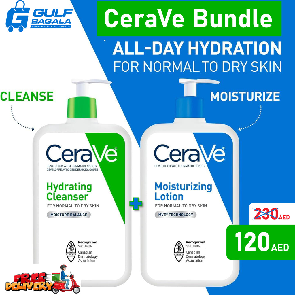 CeraVe Hydrating Cleanser 236ml + CeraVe Moisturizing Lotion 236ml (Dry Skin Bundle)