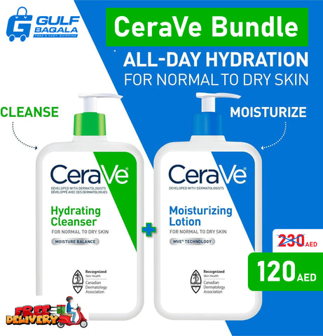 CeraVe Hydrating Cleanser 236ml + CeraVe Moisturizing Lotion 236ml (Dry Skin Bundle)